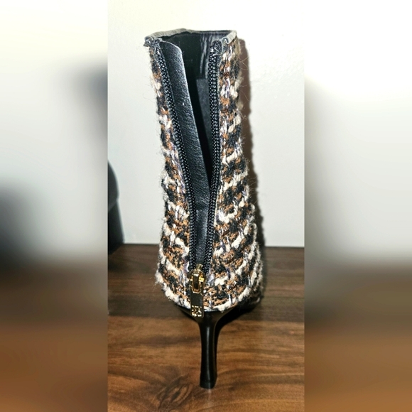Luxurious Tweed Booties-Black, Brown, Gold& White NWT - Picture 3 of 8